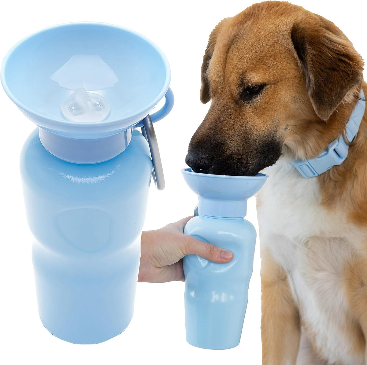 Springer Dog Water Bottle | Portable Travel Drinking Feeder Dispenser for Dogs & Puppies | As Seen on Shark Tank | Leak-Proof Bowl | BPA-Free | Outdoor Walking, Hiking & Travel | 22oz Blue