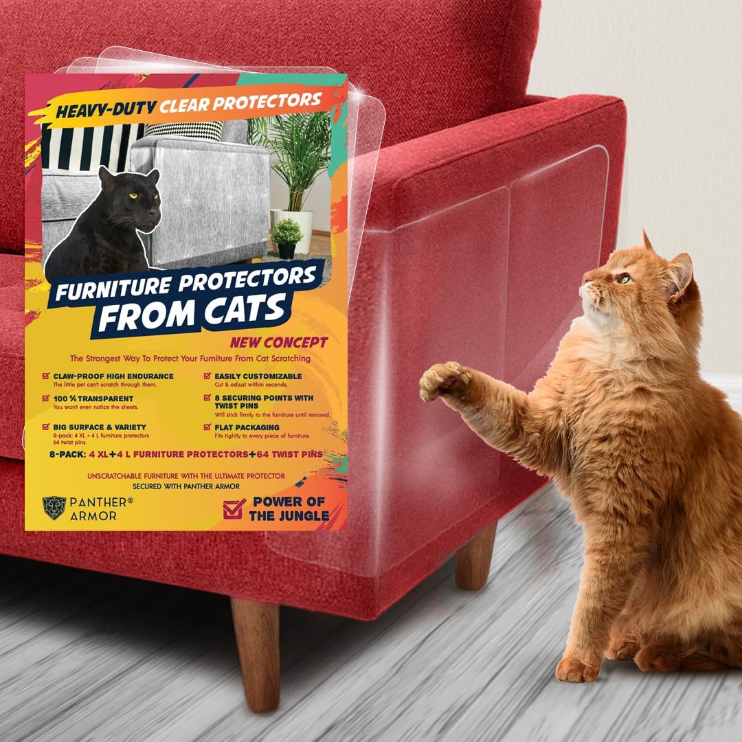 Panther Armor Cat Furniture Protector, 8 Matte Sheets with Twist Pins