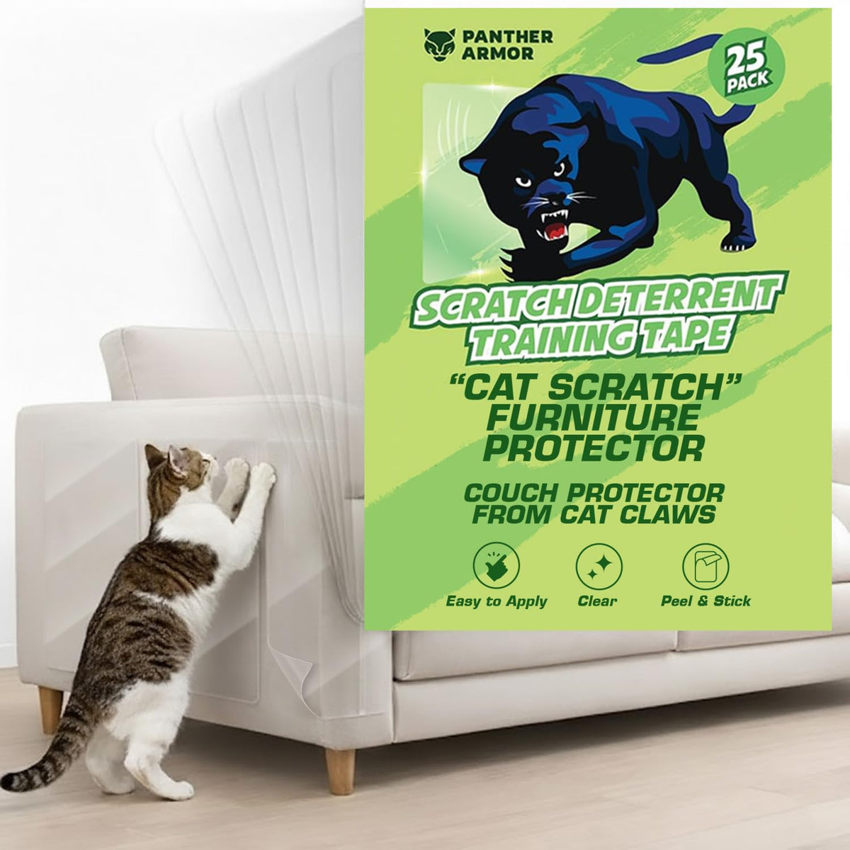 Panther Armor Cat Scratch Furniture Protector, 10 Double-Sided Tape Sheets