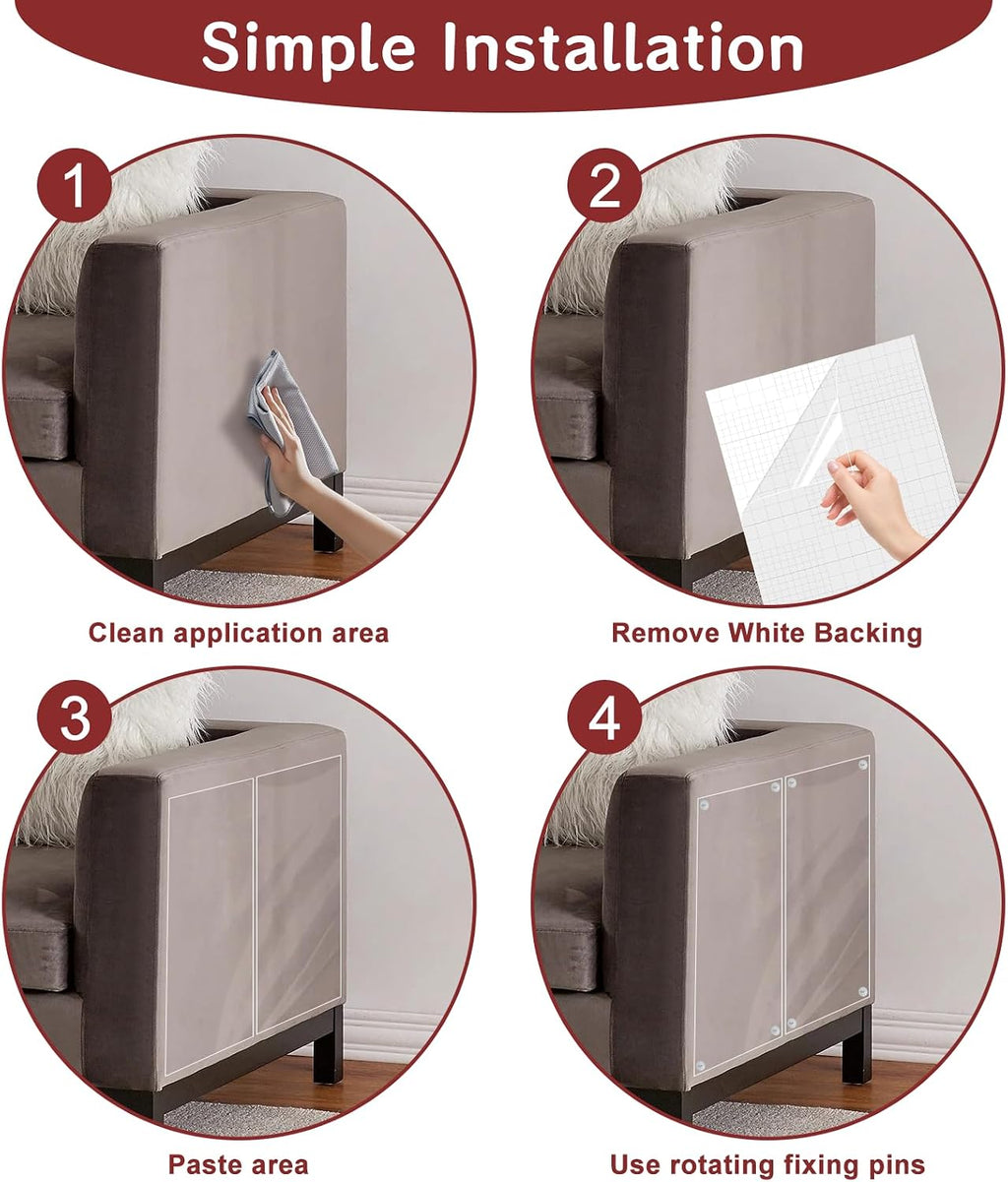 6 Pack Anti Cat Scratch Furniture Protector Clear Self-Adhesive Sofa Protector