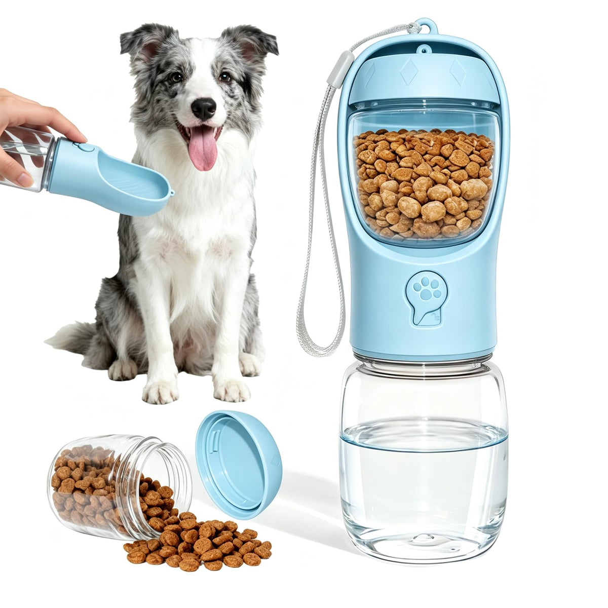 Portable Dog Water Bottle with Food Container, Drinking Bottle for Travel
