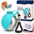 Dog Water Bottle Portable Travel Pet 2-in-1 Stainless Steel Bowl