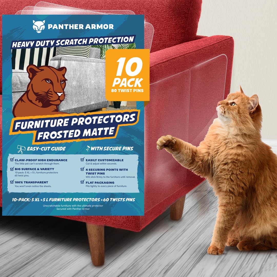 Panther Armor Cat Furniture Protector, 8 Matte Sheets with Twist Pins