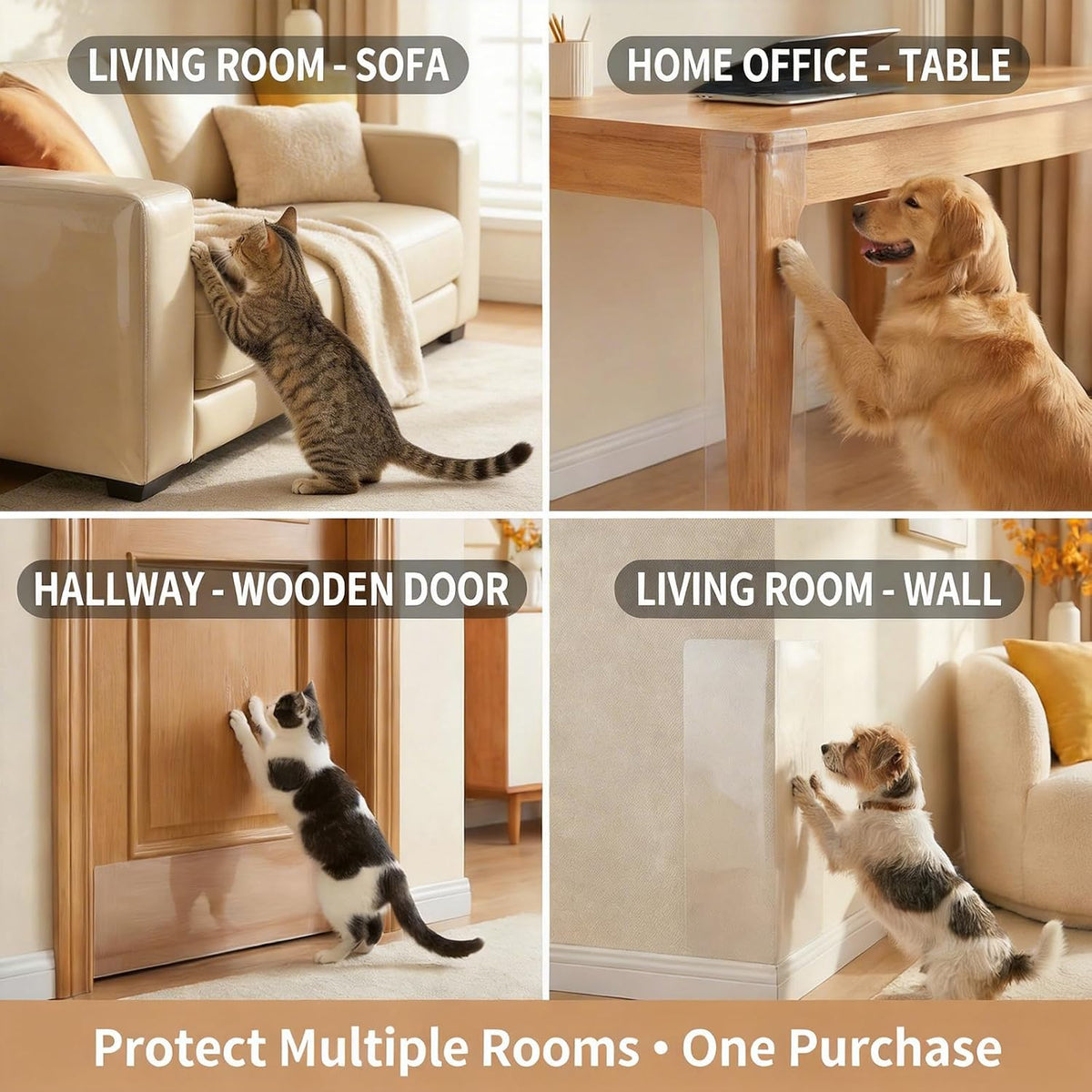 2 Pack Anti Cat Scratch Furniture Protector Single Sided Couch Protector