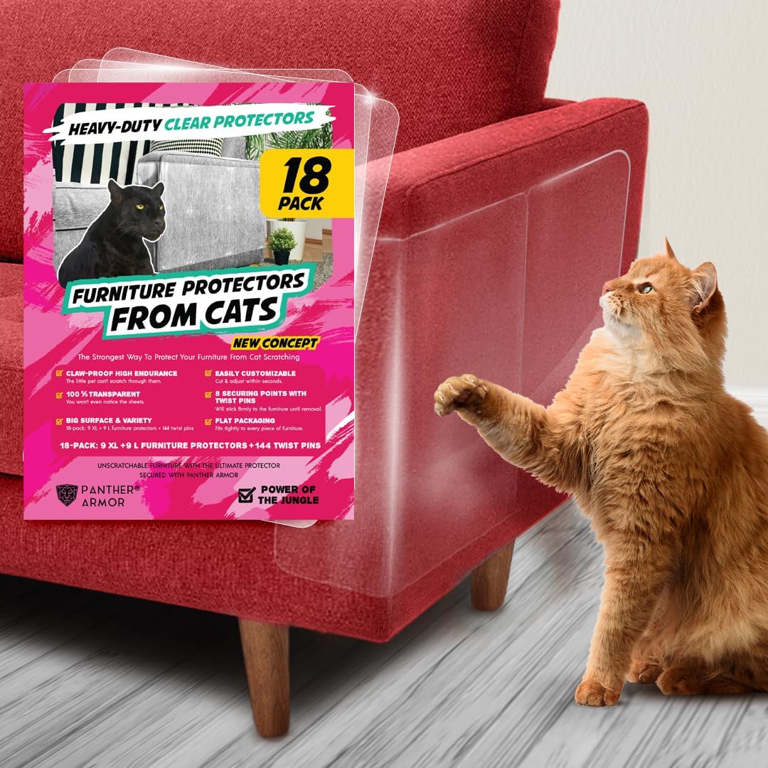 Panther Armor Cat Furniture Protector, 8 Matte Sheets with Twist Pins