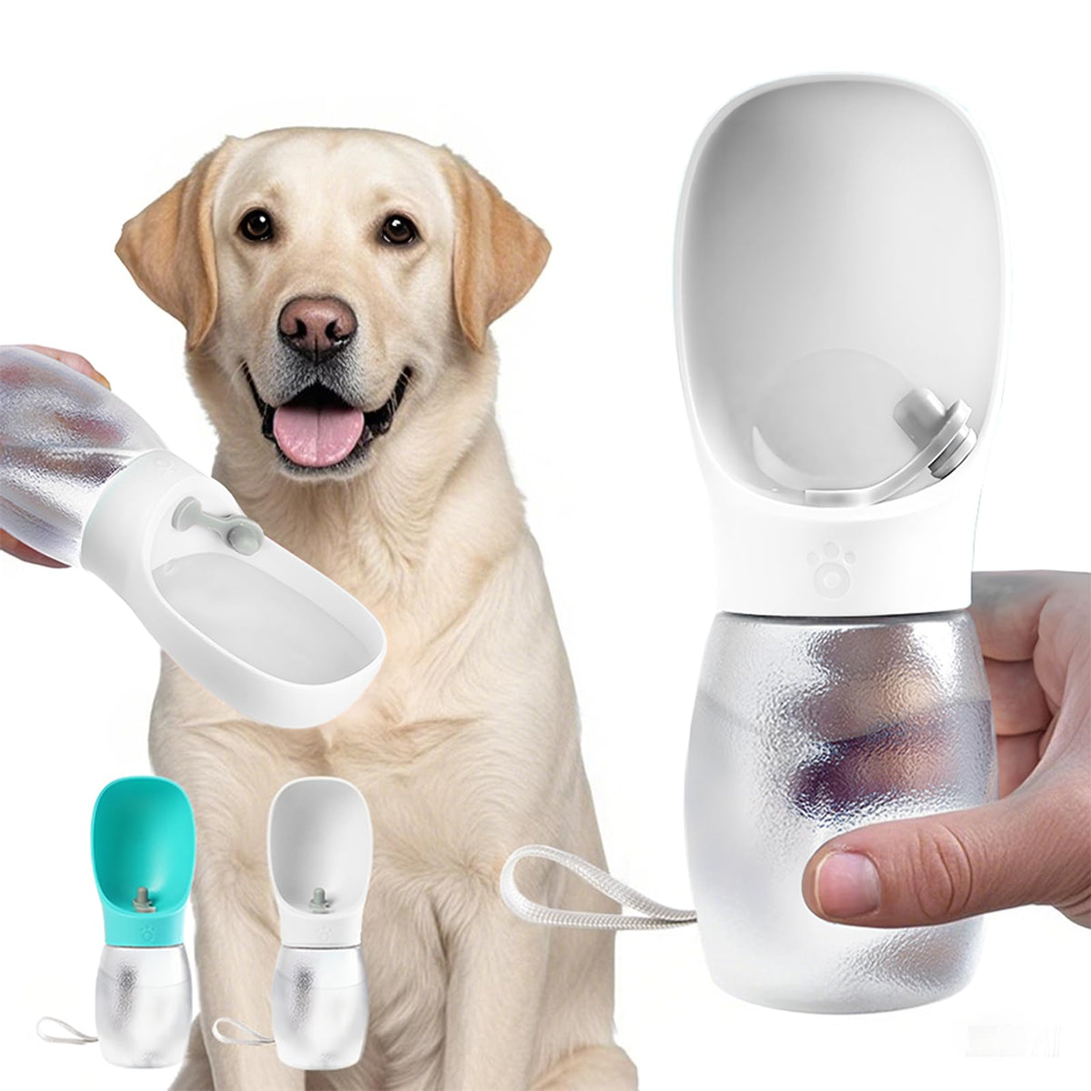 Kalimdor Dog Water Bottle,Leak Proof Portable Puppy Water Dispenser with Drinking Feeder, Dog Walking Accessories for Pets Outdoor Walking, Hiking, Travel, Food Grade Plastic