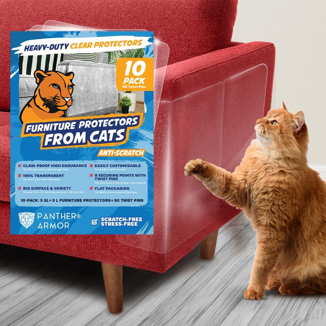 Panther Armor Cat Furniture Protector, 8 Matte Sheets with Twist Pins