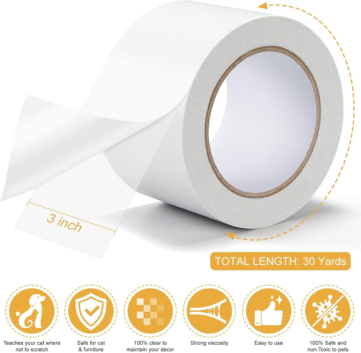 3" x 30Yd Anti Cat Scratch Tape Double Sided Pet Training Tape
