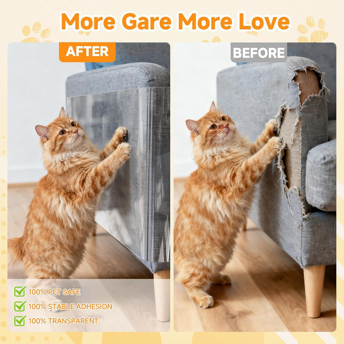 Anti Cat Scratch Furniture Protector Clear Furniture Protectors from Cats Scratching Large Size 197''x 12''for Sofas Chairs Leather Couch Protector from Cat Claws for Doors Cat Scratch Deterrent Tape