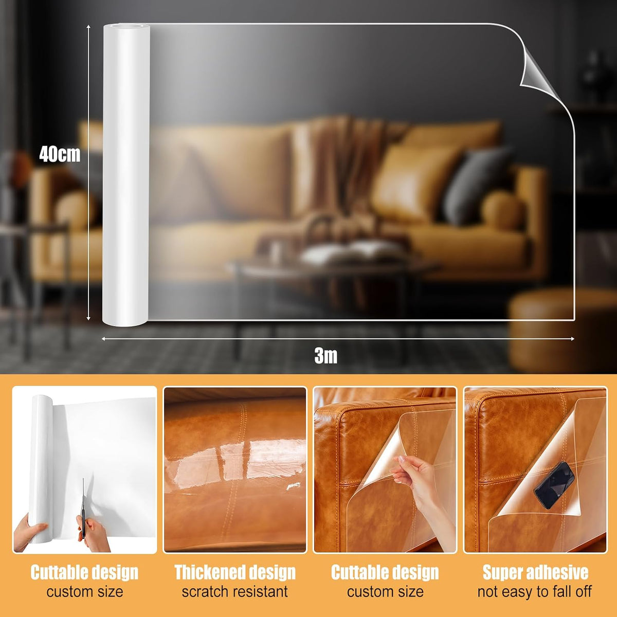 118"×11.8" Cat Scratch Furniture Protector for Leather Couch