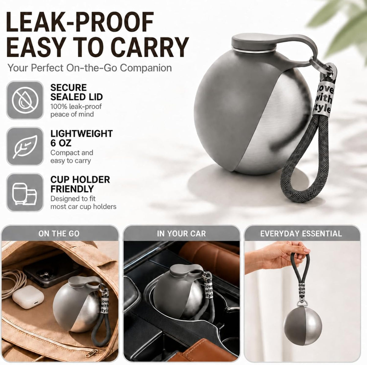 Portable Dog Water Bottle Bowl, 10oz Stainless Steel Puppy Water Dispenser