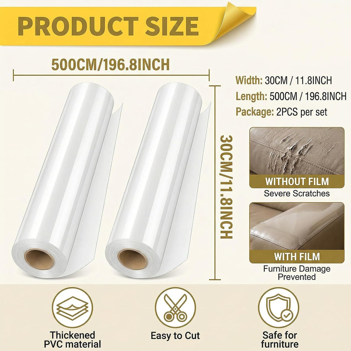 2 Pack Anti Cat Scratch Furniture Protector Single Sided Couch Protector