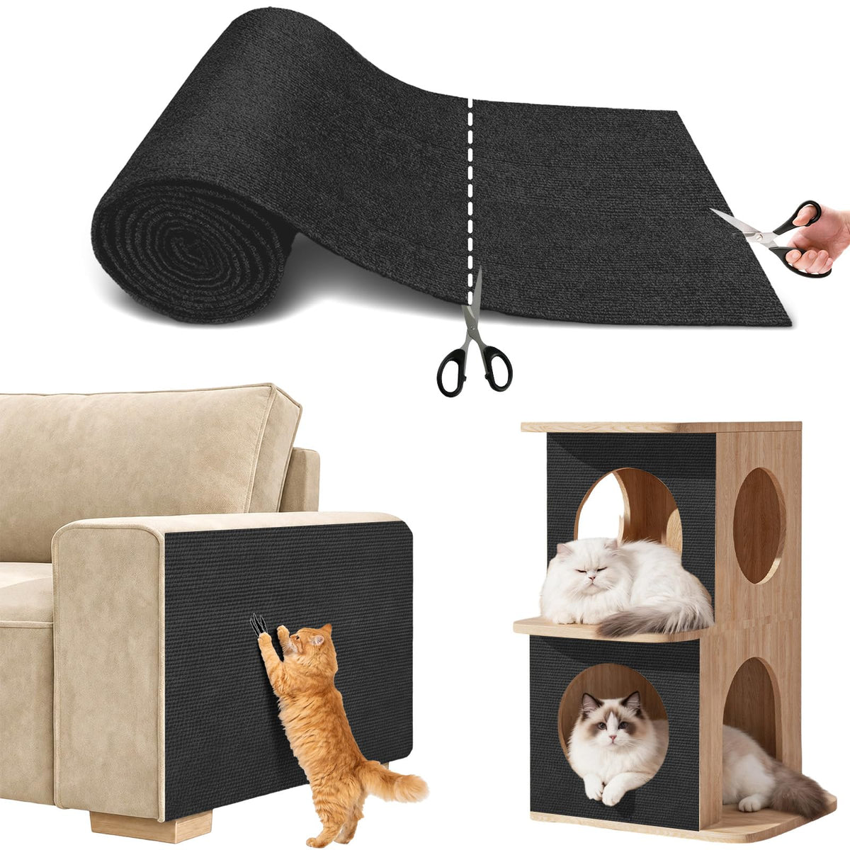 Couch Wall Corner Protector for Indoor Cats, Khaki, 39.3x15.8In