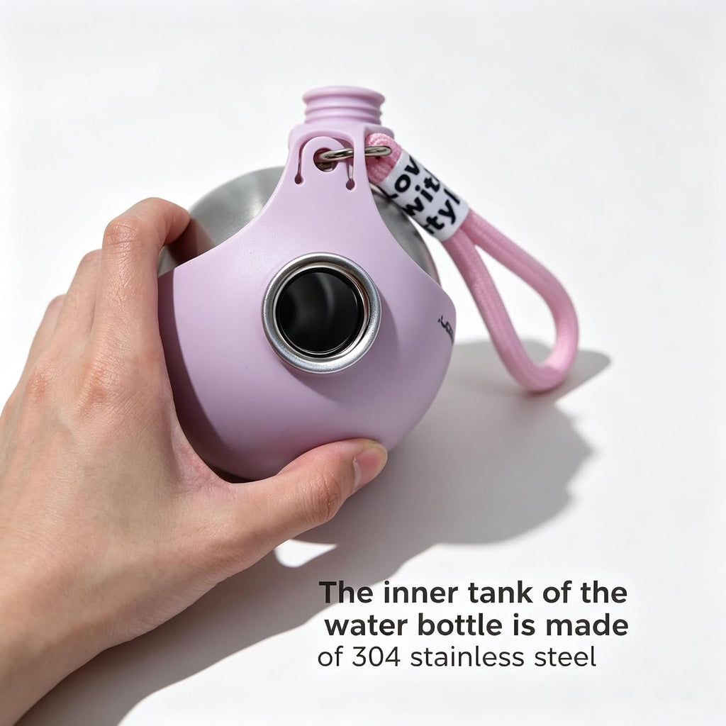 Portable Outdoor Dog Water Bottle with Foldable Silicone Bowl