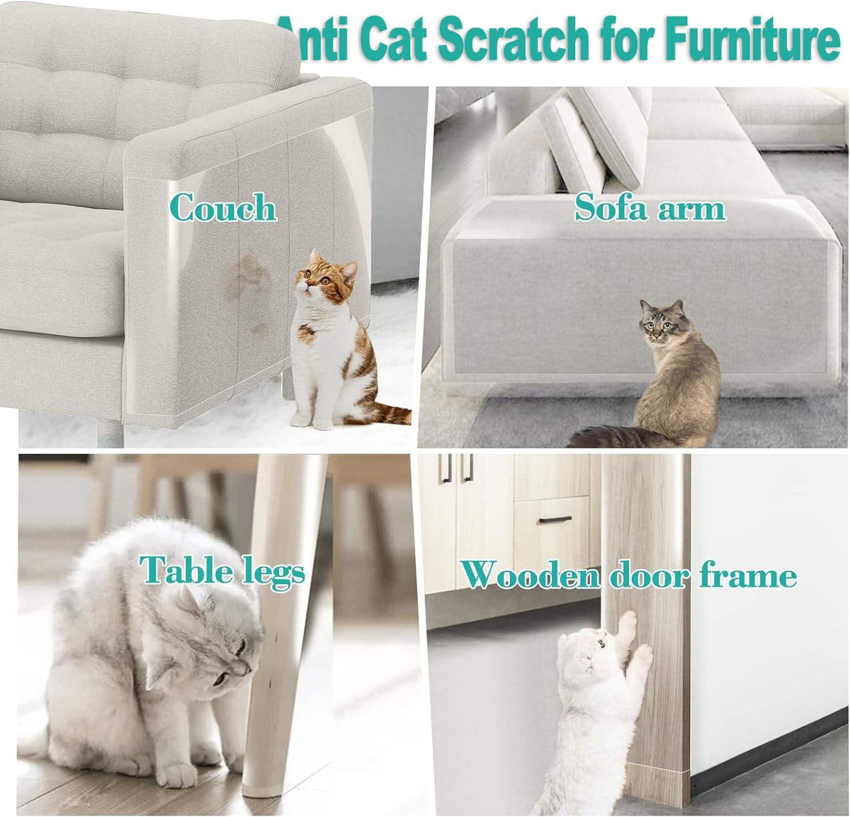 Anti Cat Scratch Furniture Protector Tape Damage-Free Couch Guard, 197"x12"