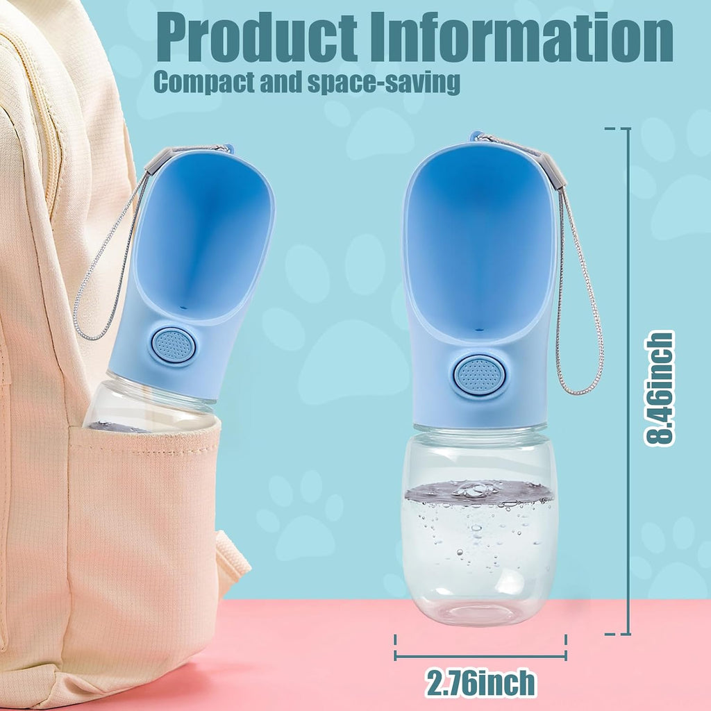 Bestac Pet Travel Water Bottle - Portable Dog&Cat Water Cup, One-Hand Operation, Lightweight & Leak-Proof, BPA-Free, Compatible with Most Gear, Ideal for Walking, Camping & Travel (Blue, 350ml)