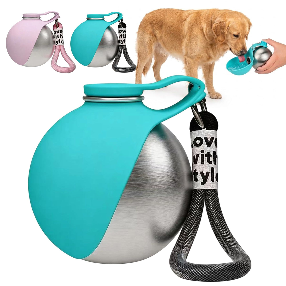 Portable Pet Water Bottle & Collapsible Dog Bowls Spill Proof Water Dispenser Cat Food Container & Dog Treat Holder, Small Size Pet Supplies Travel Accessories for Puppy