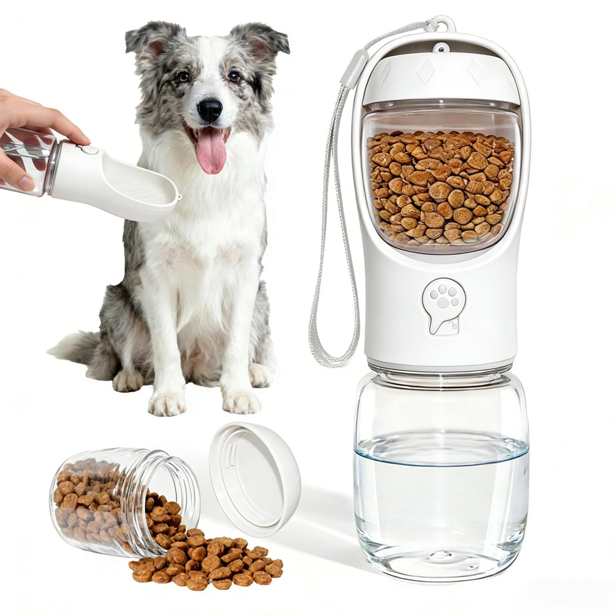 Portable Dog Water Bottle with Food Container, Drinking Bottle for Travel