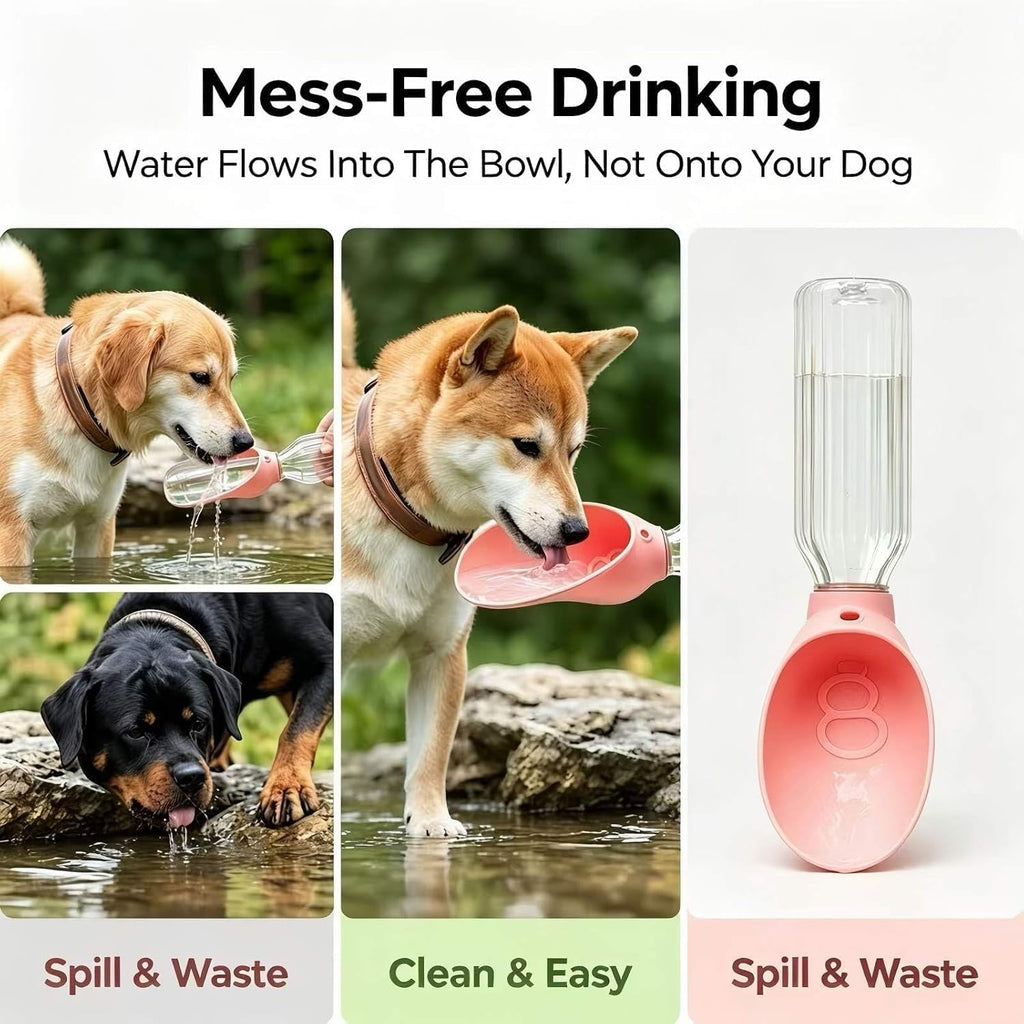 Dog Water Bottle Adapter Portable Silicone Dog Water Dispenser for Standard Water Bottles Leak Proof Outdoor Pet Water Feeder Bowl for Dog Cat Walking Hiking Travel Foldable Leaf Design