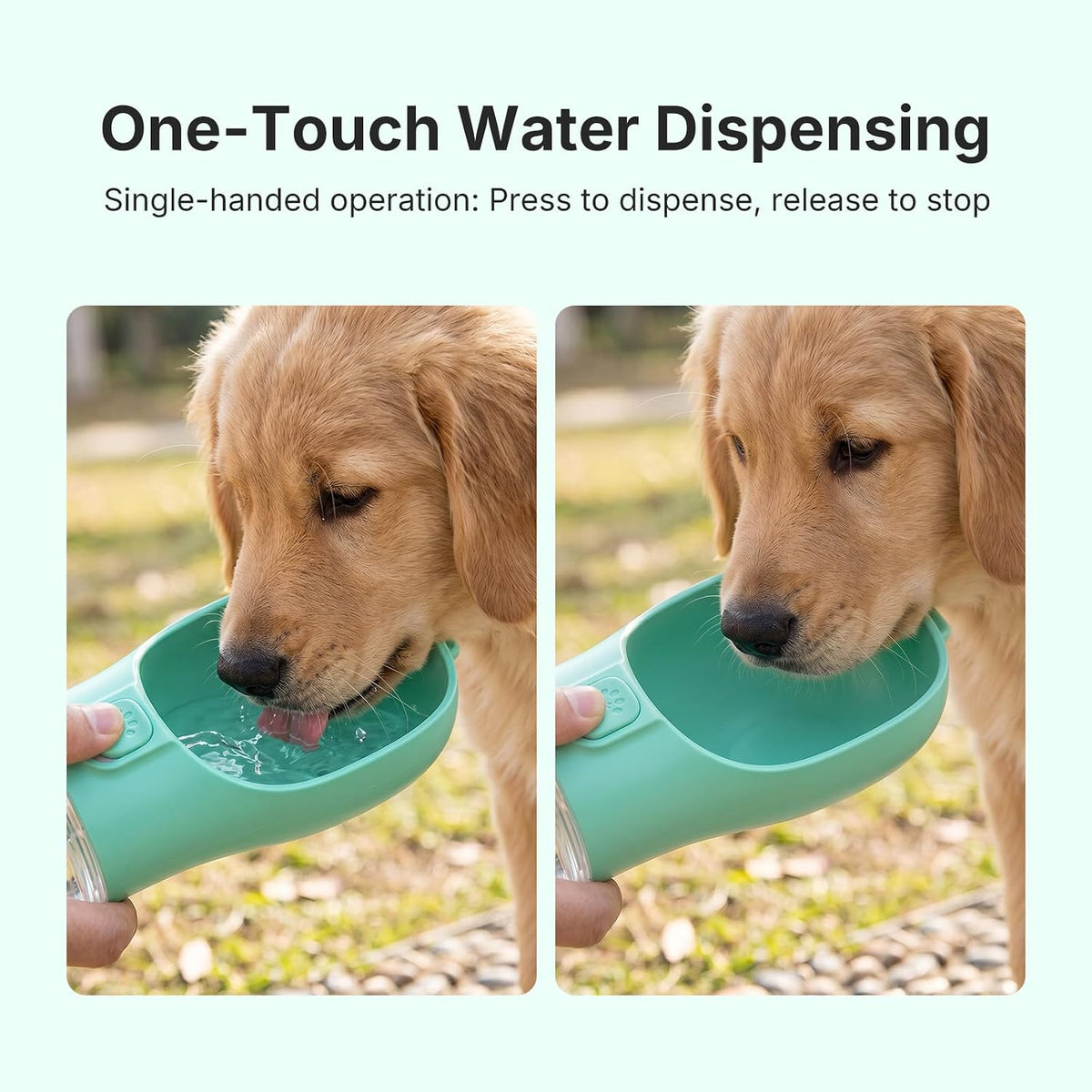 Portable Dog Water Bottle 300ml Leak Proof Pet Drinking Bottle for Dogs & Cats, Outdoor Travel Water Dispenser for Walking Hiking Camping (Lake Green)