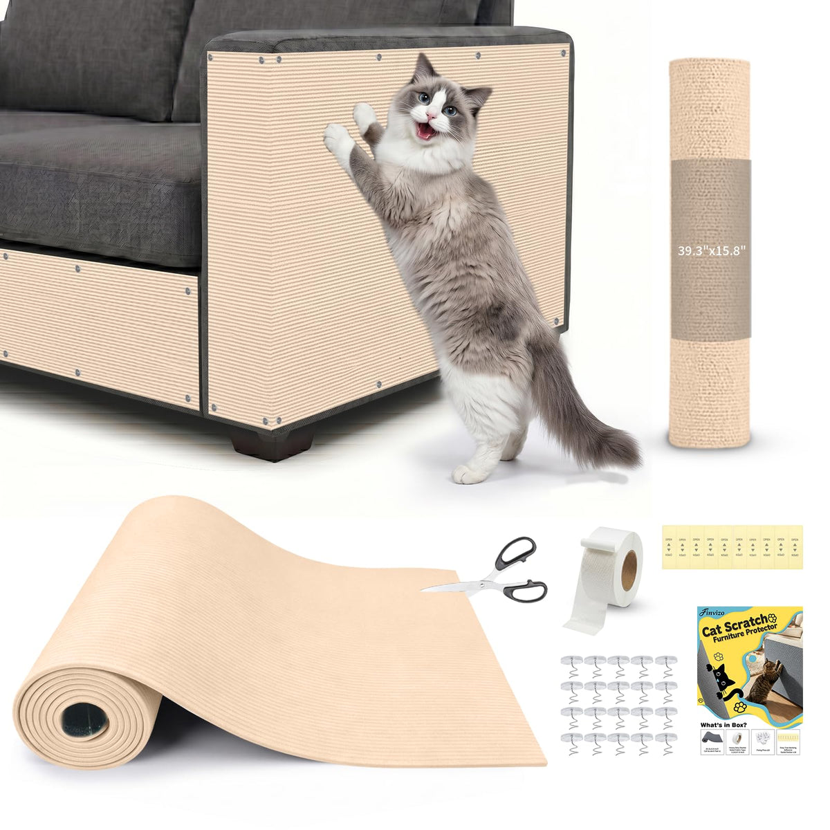 Cat Scratch Furniture Protector: 39.3"x15.8" High Self-Adhesive