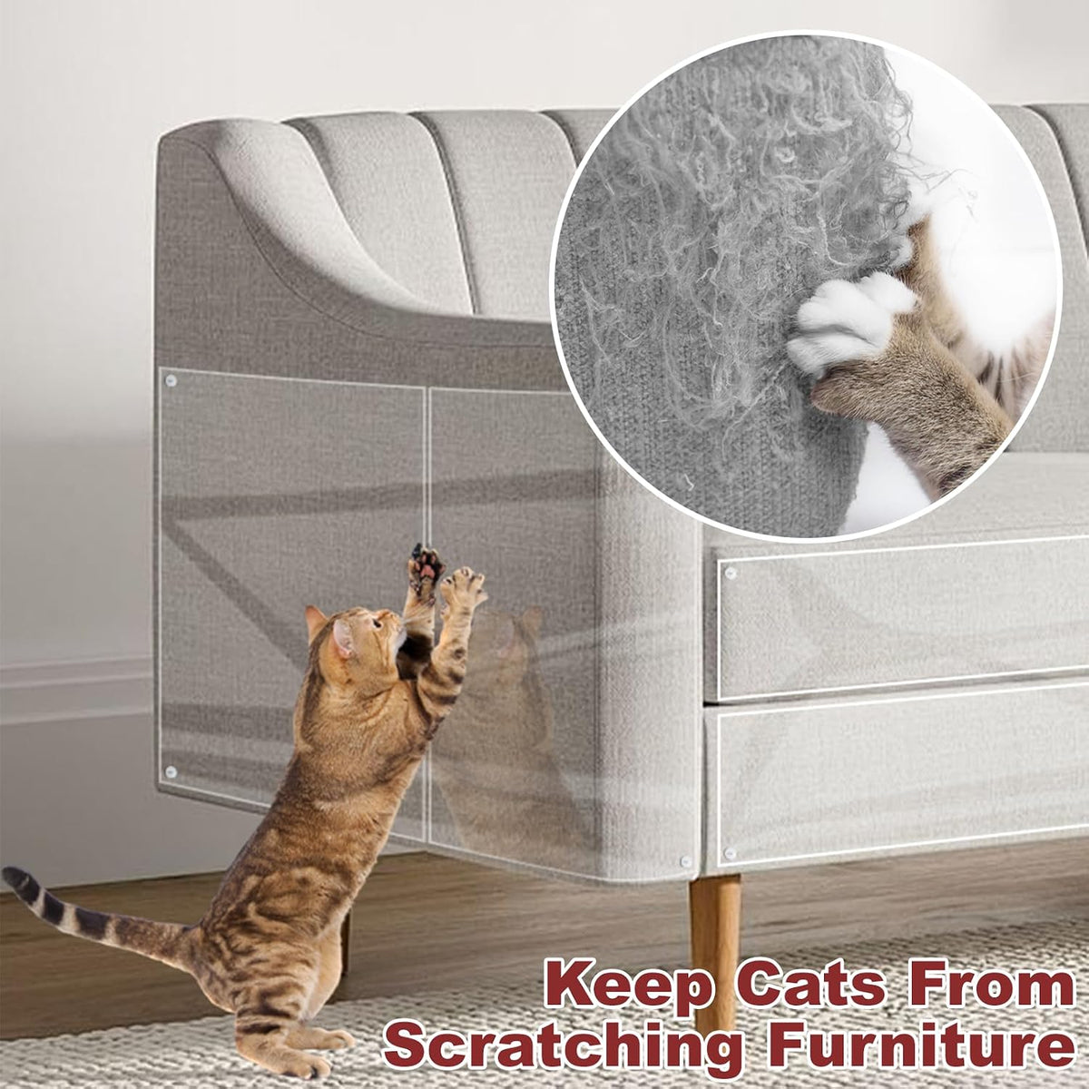 6 Pack Anti Cat Scratch Furniture Protector Clear Self-Adhesive Sofa Protector