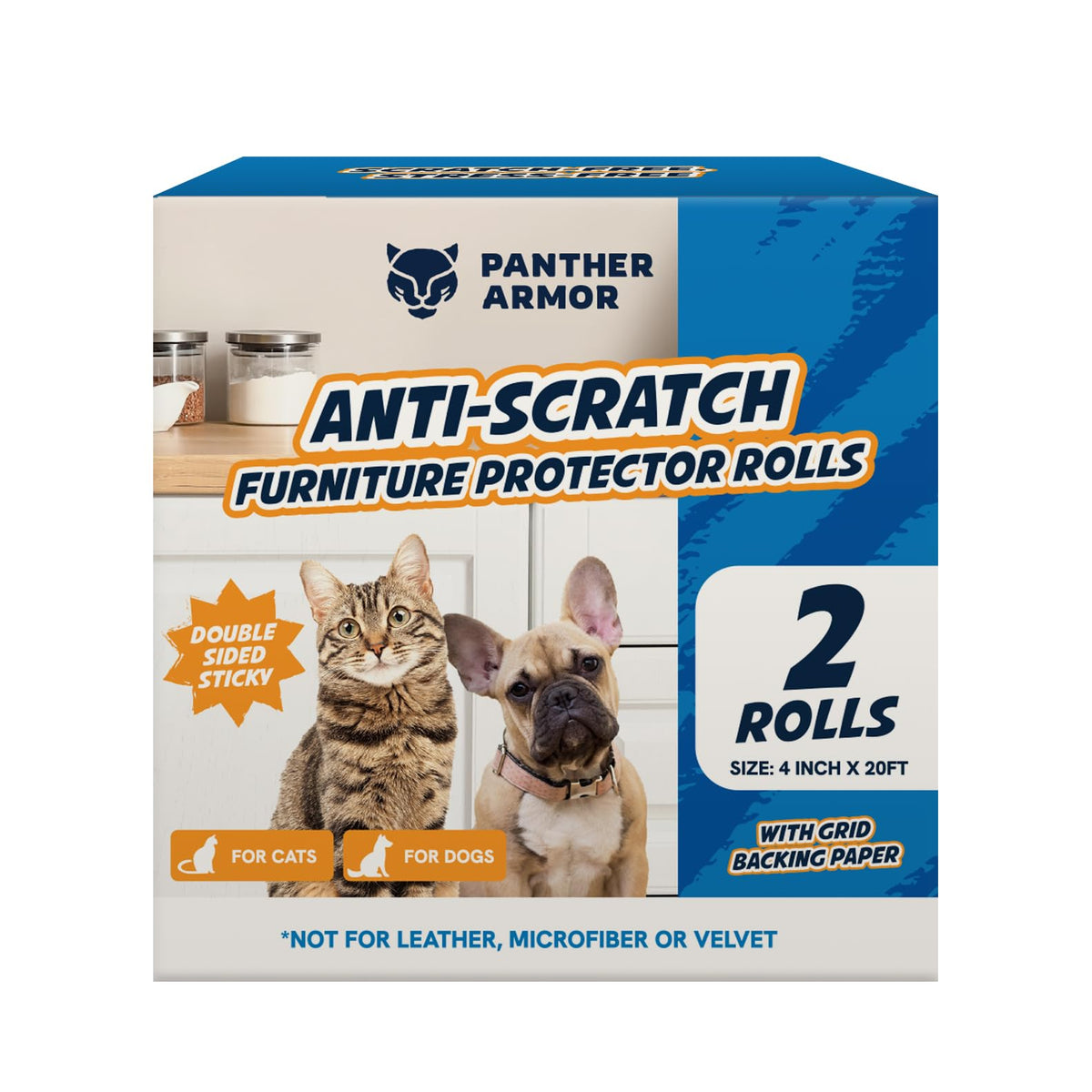 Panther Armor Cat Scratch Furniture Protector, 10 Double-Sided Tape Sheets