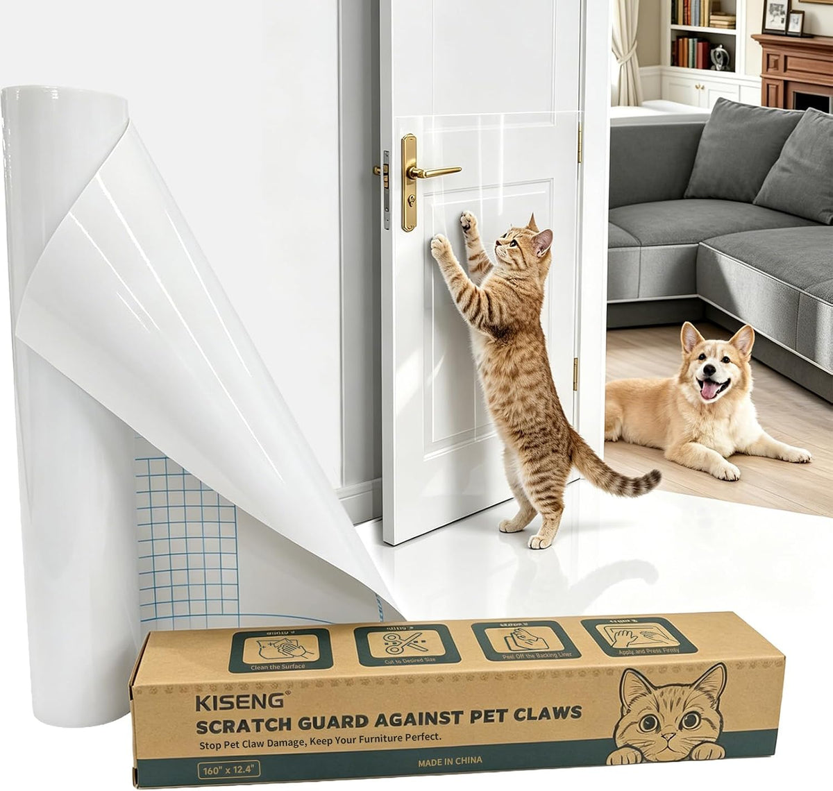 Anti Cat Scratch Furniture Protector,Thicken Vinyl 160" x 12.4"
