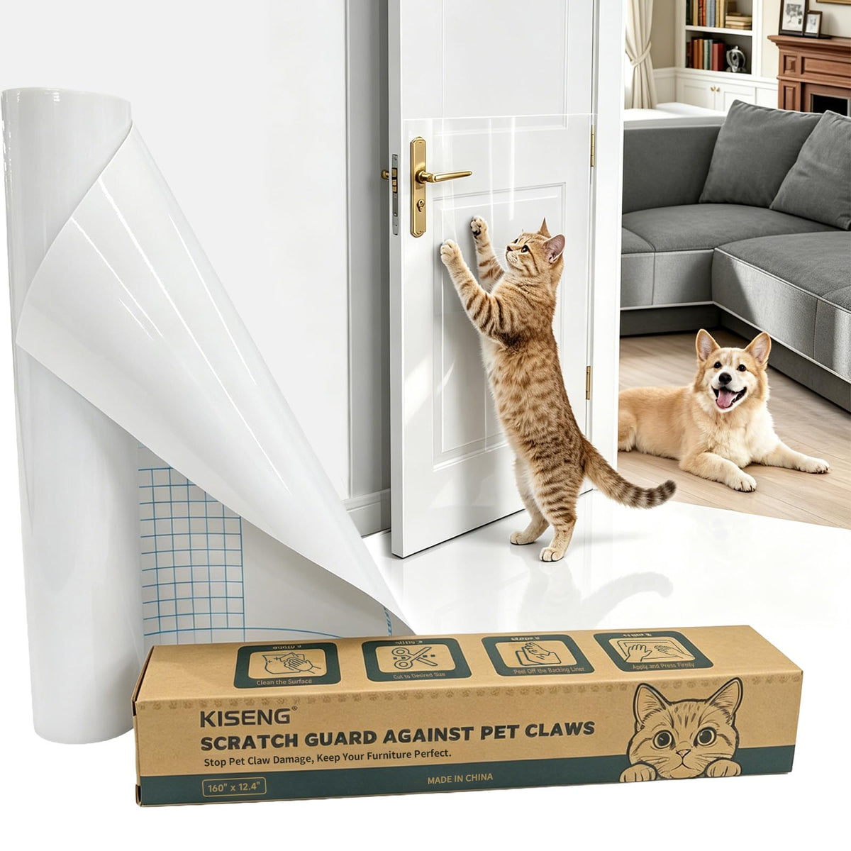 Anti Cat Scratch Furniture Protector,Thicken Vinyl 160" x 12.4"