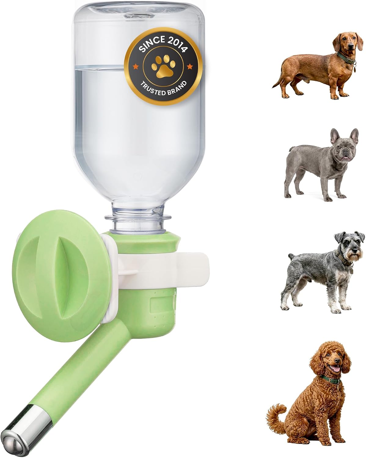 Choco Nose No-Drip Water Bottle for Small Dogs & Cats (10–25 lb) - Leak-Proof Patented 16mm Nozzle Helps Prevent Mess & Spills, BPA Free, Easy to Install Cage & Crate Mount Feeder, 10.2 fl oz (C590)