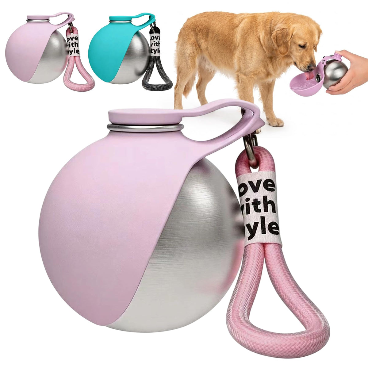 Portable Pet Water Bottle & Collapsible Dog Bowls Spill Proof Water Dispenser Cat Food Container & Dog Treat Holder, Small Size Pet Supplies Travel Accessories for Puppy