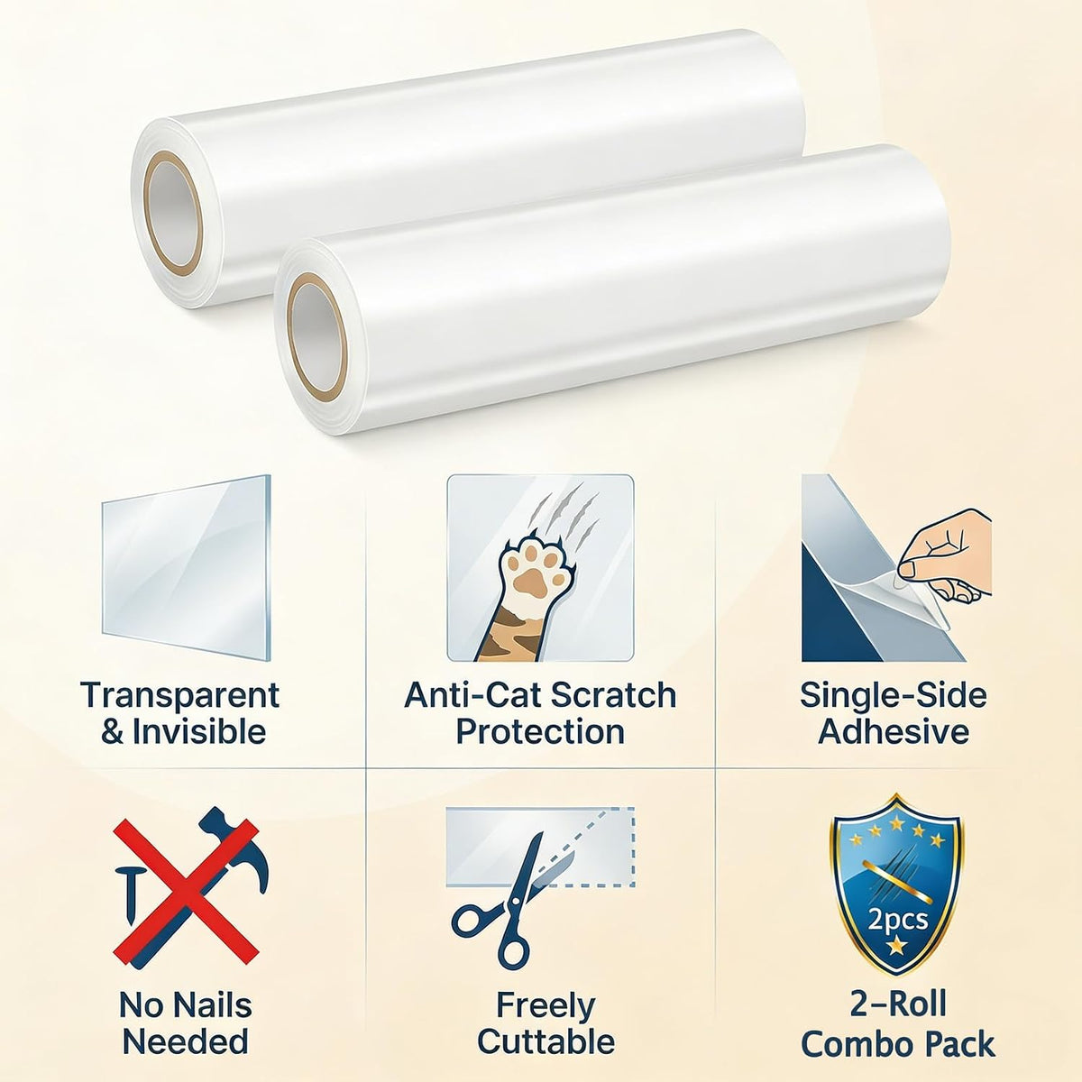 2 Pack Anti Cat Scratch Furniture Protector Single Sided Couch Protector