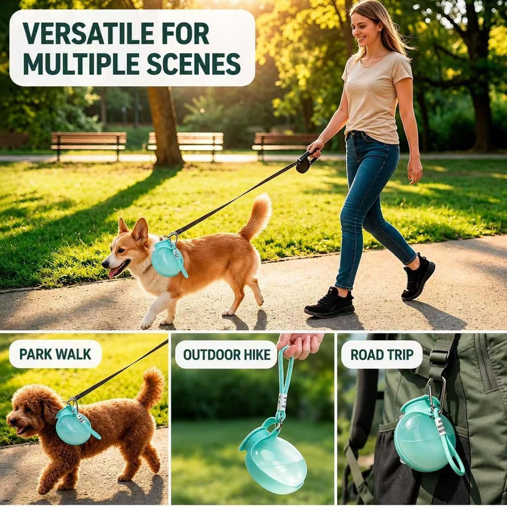 Dog Water Bottle, 2-in-1 Portable Oblate Foldable Pet Cup with Lanyard for Outdoor Walking-Leak-Proof Pet Travel Water Dispenserfood-Grade Silicone Drinking Tray for Small Cats and Dogs（Pink）