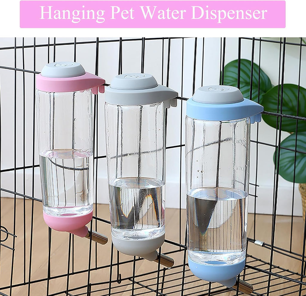 Dog Crate Water Bottle Dispenser - No Drip Dog Kennel Water Dispenser & Cage Bottle - Easy-to-Use Water Bottle for Cat Crate - Perfect for Keeping Your Pet Hydrated (Grey)-350ML