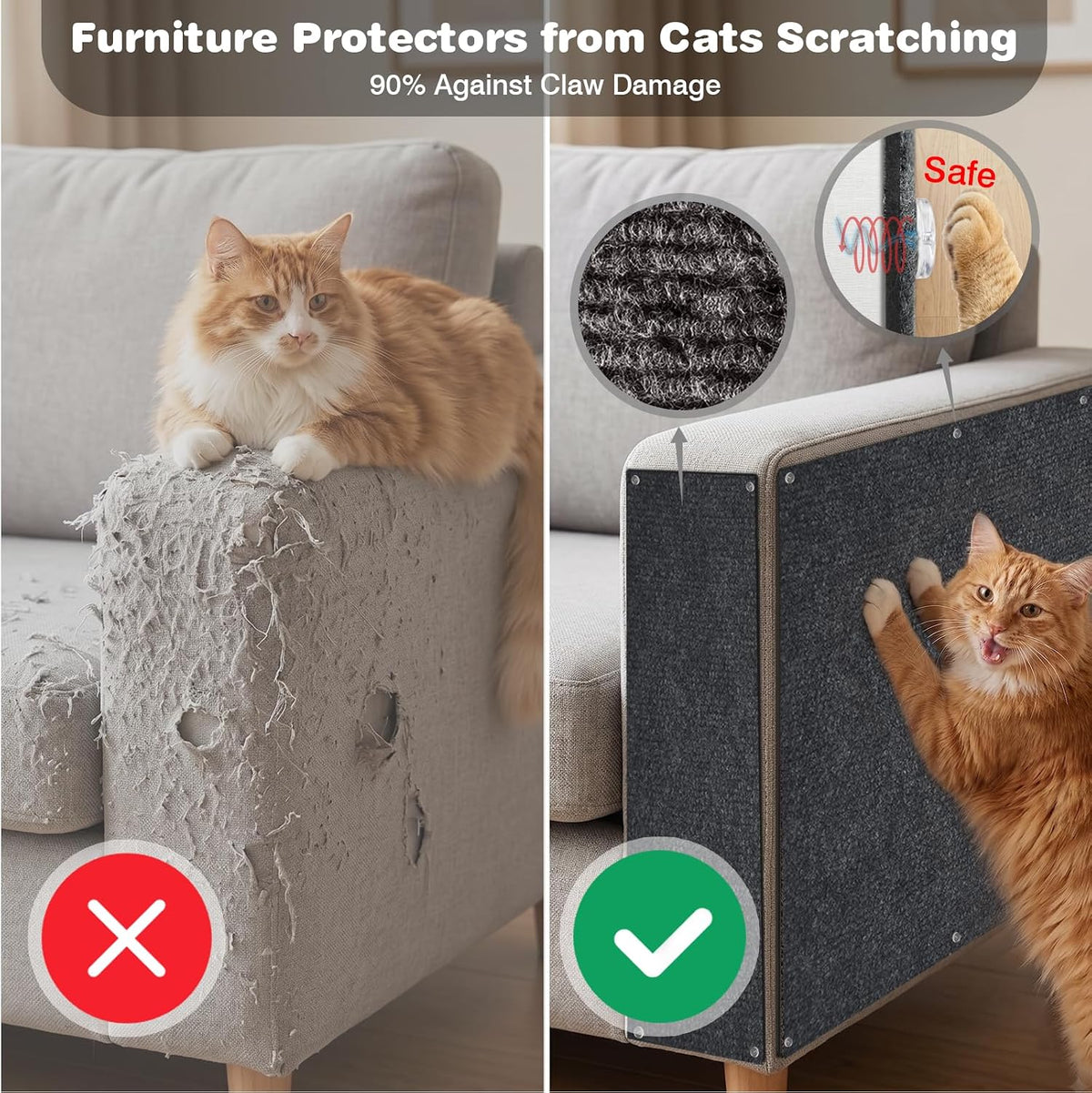 Cat Scratch Furniture Protector: 39.3"x15.8" High Self-Adhesive
