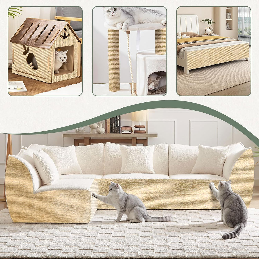 Couch Wall Corner Protector for Indoor Cats, Khaki, 39.3x15.8In