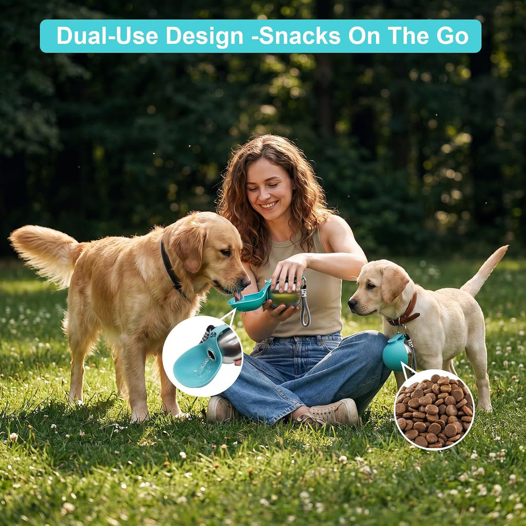 Portable Dog Water Bottle with Bowl, 10oz Leak-Proof Stainless Steel Dog Travel Water Bottle, BPA-Free Pet Water Dispenser for Small & Medium Dogs, Walking, Hiking & Outdoor Travel