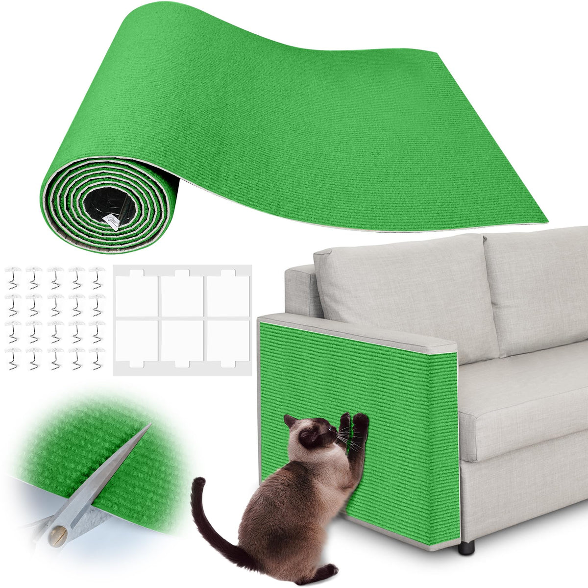 Couch Protector from Cat Claws - 78.7" x 15.8" Trimmable Self-Adhesive Cats Claws Scratch Pads, Cat DIY Climbing Cats Scratch Mat Tree Replacement Indoor (Dark Gray)