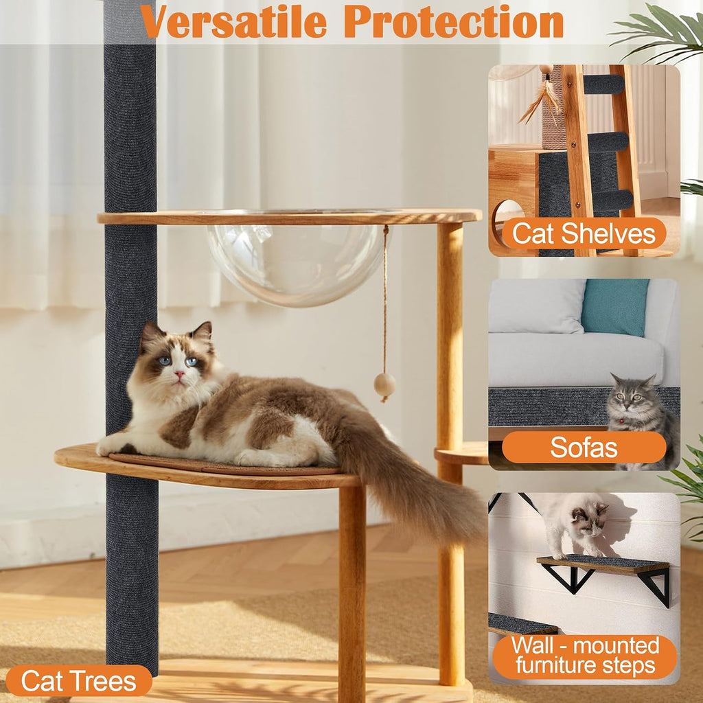 Couch Protector from Cat Claws - 78.7" x 15.8" Trimmable Self-Adhesive Cats Claws Scratch Pads, Cat DIY Climbing Cats Scratch Mat Tree Replacement Indoor (Dark Gray)
