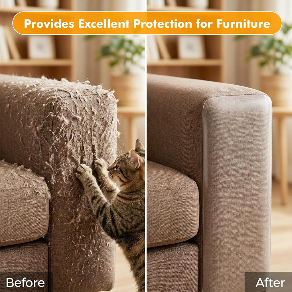 200"x12" Cat Scratch Furniture Protector, Couch Protector from Cat Claws, Heavy Duty Self-Adhesive Anti Scratch Furniture Protector for Sofa Back & Corners, Pet Furniture Guard