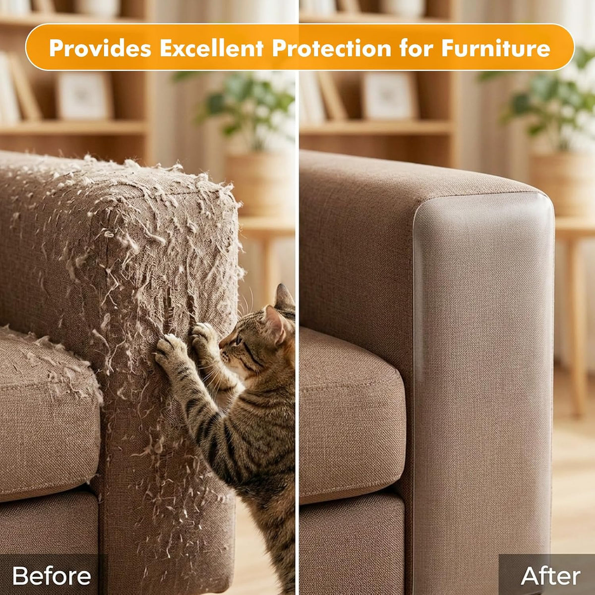200"x12" Cat Scratch Furniture Protector, Couch Protector from Cat Claws, Heavy Duty Self-Adhesive Anti Scratch Furniture Protector for Sofa Back & Corners, Pet Furniture Guard