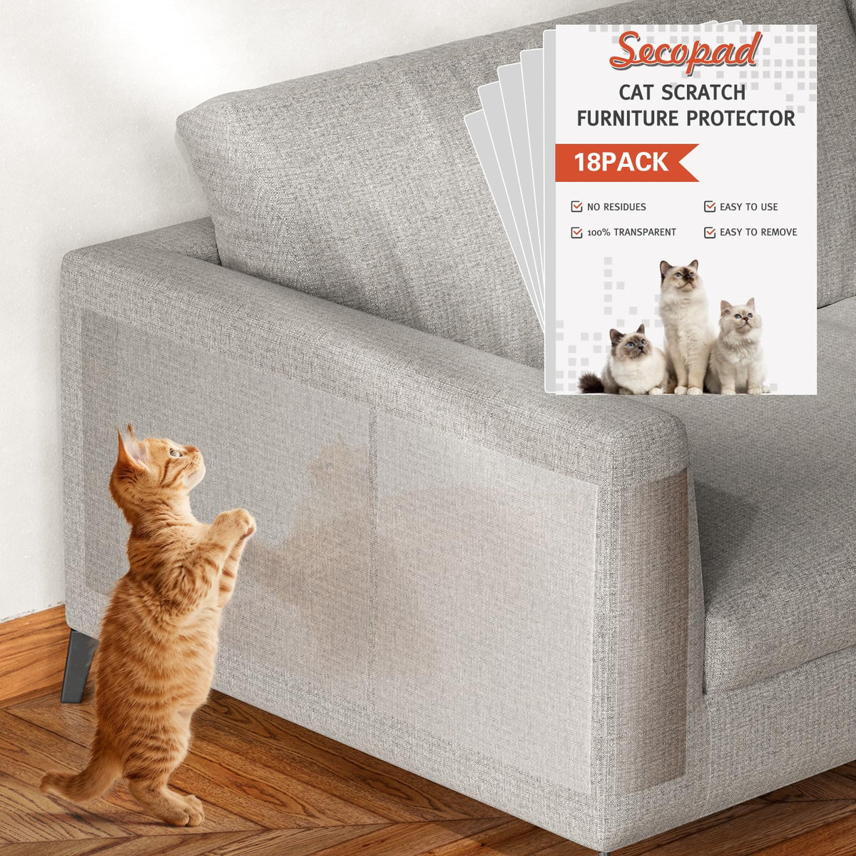 Secopad 18 PCS Cat Scratch Furniture Protector, Couch Protector, 17IN