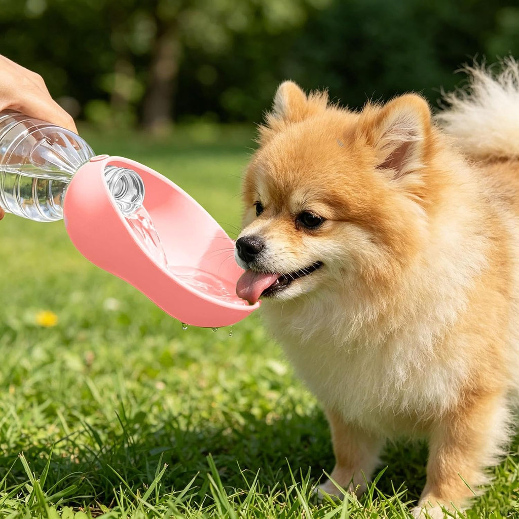 Silicone Dog Water Bottle Adapter, Leakproof Foldable Pet Water Dispenser Cap with Bowl for Walking Hiking Travel, Cat Dog Attachment for Water Bottle, Portable Outdoor Dog Drinking Accessory (2pcs)