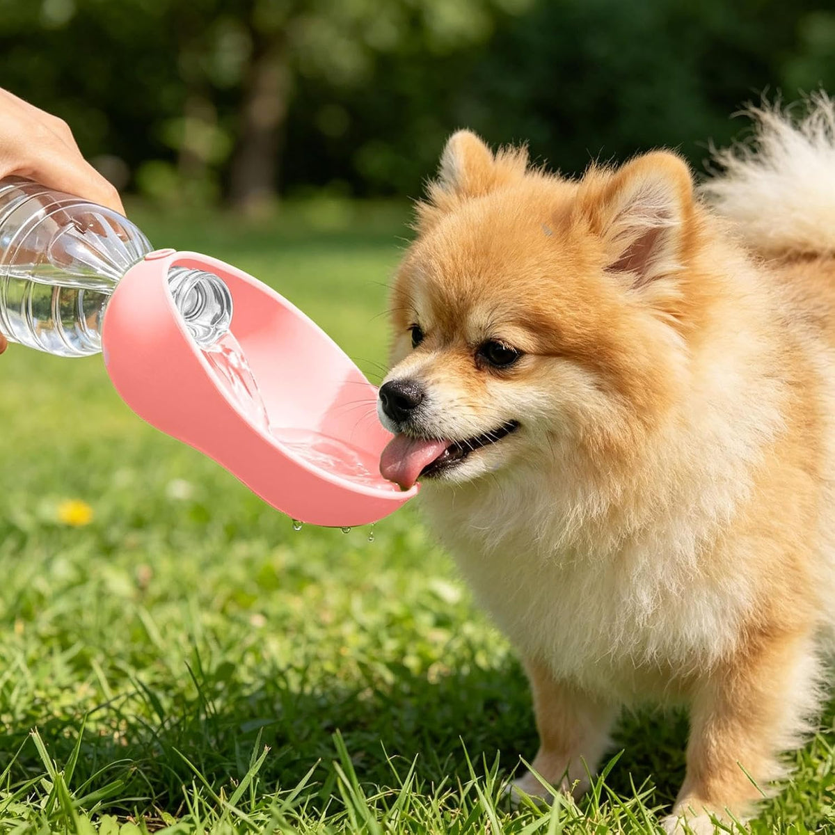 Silicone Dog Water Bottle Adapter, Leakproof Foldable Pet Water Dispenser Cap with Bowl for Walking Hiking Travel, Cat Dog Attachment for Water Bottle, Portable Outdoor Dog Drinking Accessory (2pcs)