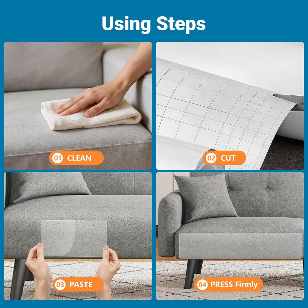Anti Cat Scratch Furniture Protector – Clear Thicken Vinyl Tape 160"x 12.6", Single-Sided Sticky Couch Protector from Cat Claws, Flexible Guard for Sofa Corner Door Walls Bed Leather