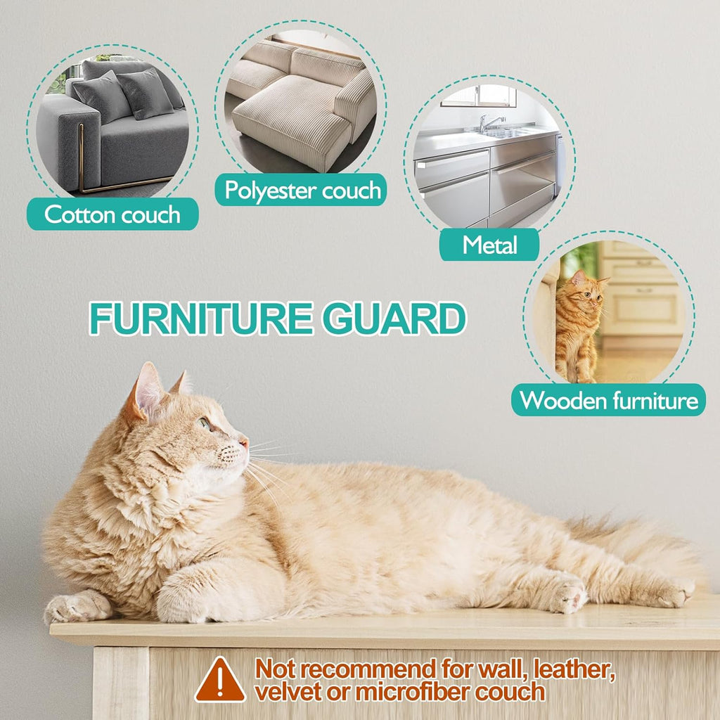 [Thicken Vinyl] Anti Cat Scratch Furniture Protector, Single-Sided Sticky Couch Protector for Cats, Flexible Couch Corner Guard Under Cats Claw, Cat Scratch Deterrent Tape-(160" x 12.4")