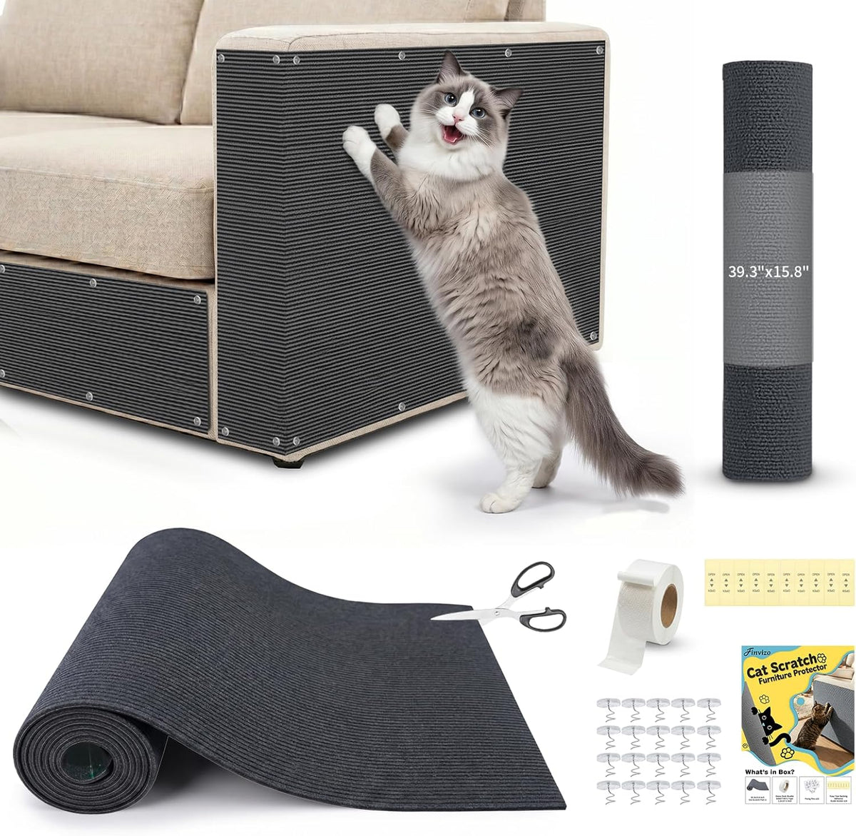 Cat Scratch Furniture Protector: 39.3"x15.8" High Self-Adhesive