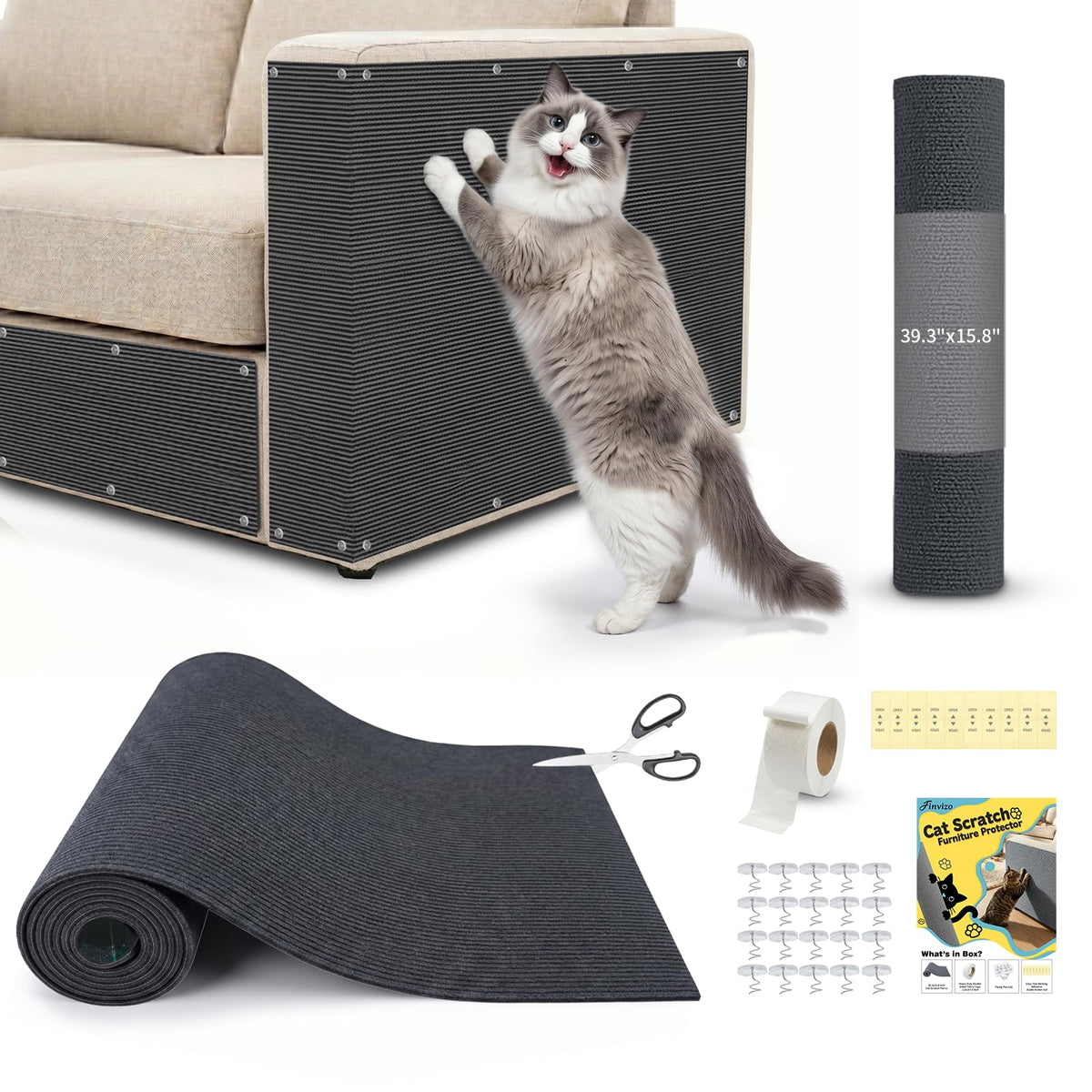 Cat Scratch Furniture Protector: 39.3"x15.8" High Self-Adhesive