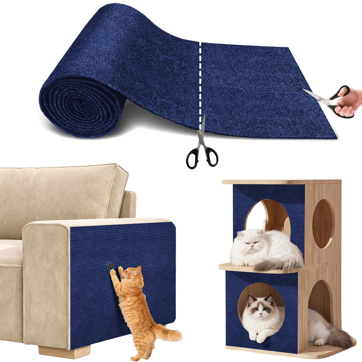 Couch Wall Corner Protector for Indoor Cats, Khaki, 39.3x15.8In
