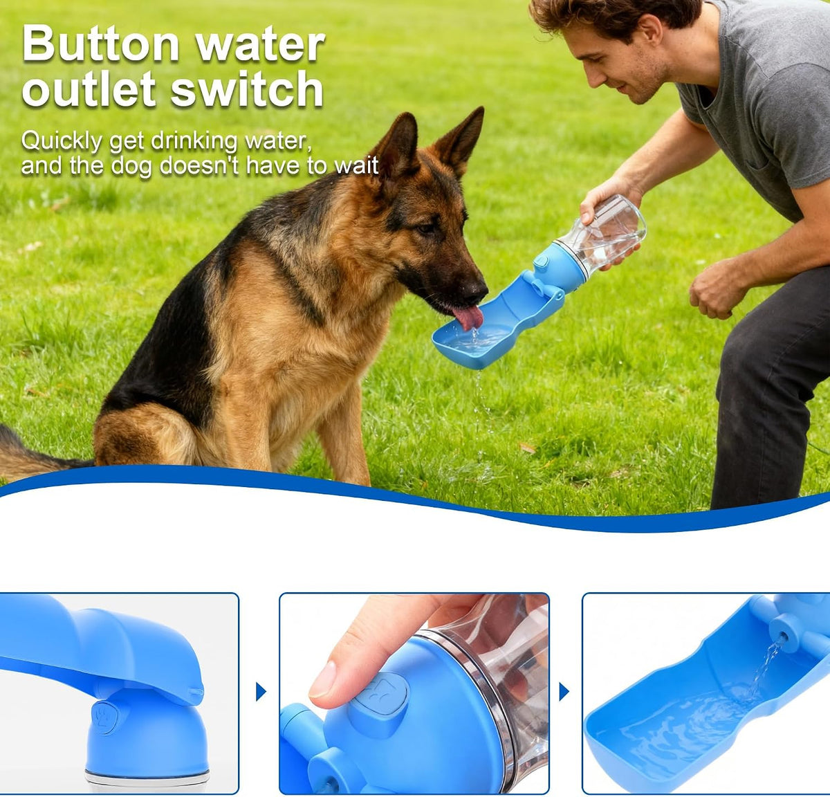Amerisun Dog Water Bottle16.9 OZ Collapsible Leak-Proof Pet Water Bowl